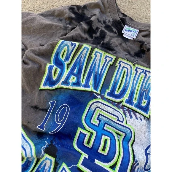 San‎ Diego Padres Shirt Mens Small Gray Tie Dye MLB Baseball 47 Vintage Tubular - Picture 5 of 16